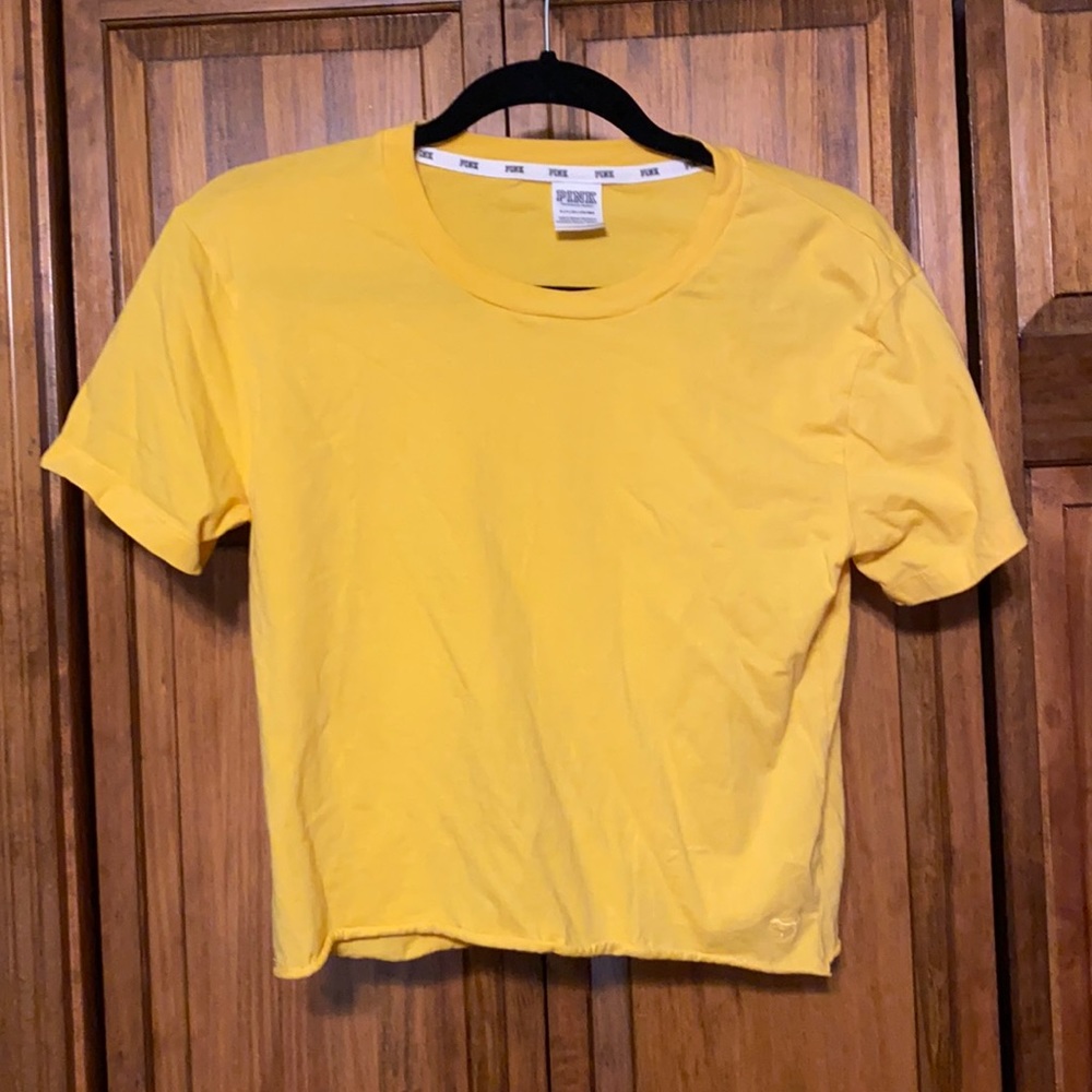 PINK Victoria’s Secret plain gold crop tshirt